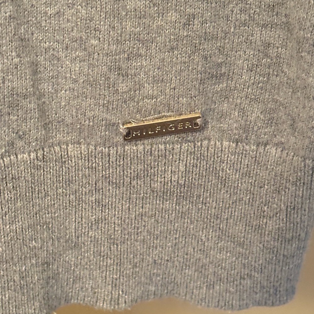 Tommy Hilfiger Gray and Red Striped Turtleneck Sweater - Picture 9 of 10